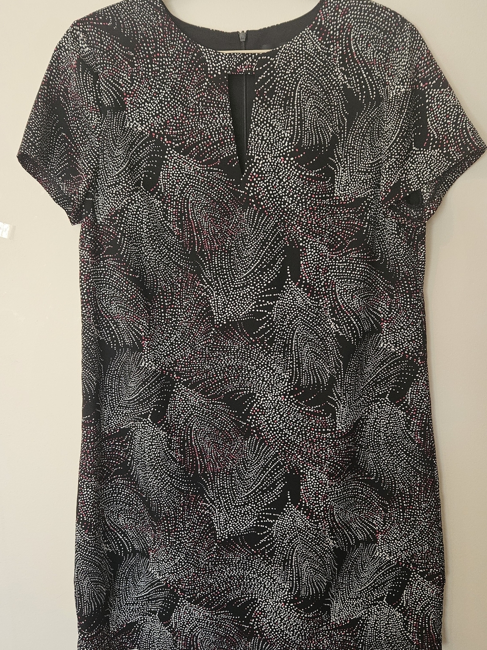 Black Short Sleeve Shift Dress with White & Pink Dot Pattern Willow & Thread.
